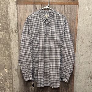 St. John's Bay Gray Plaid Button-Down Shirt with Chest Pocket